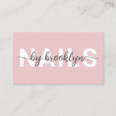 Carte De Visite Typographie du Salon à ongles rose pâle (Devant)