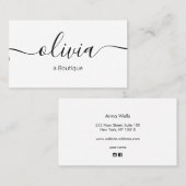 Carte De Visite Typographie du script de signature noir blanc (Devant / Derrière)