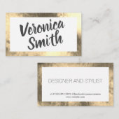 Carte De Visite Typographie élégante / Bordure d'or (Devant / Derrière)