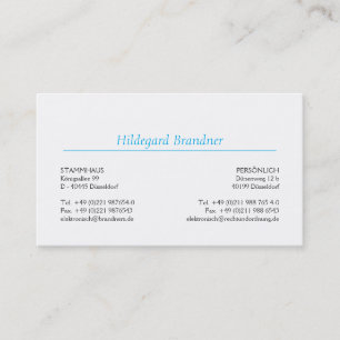 Carte De Visite Typographie et bleu