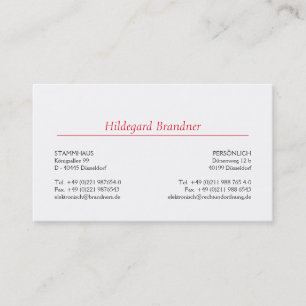 Carte De Visite Typographie et rouge