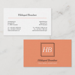 Carte De Visite Typographie et saumon