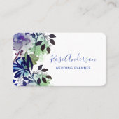 Carte De Visite Typographie florale bleu pourpre vert (Devant)