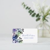 Carte De Visite Typographie florale bleu pourpre vert (Debout devant)