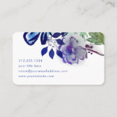 Carte De Visite Typographie florale bleu pourpre vert (Dos)