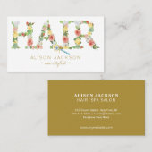Carte De Visite Typographie florale coiffeur coiffeur salon (Devant / Derrière)