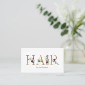 Carte De Visite Typographie florale d'aquarelle de coiffeur (Debout devant)