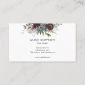 Carte De Visite Typographie florale d'aquarelle de coiffeur (Dos)