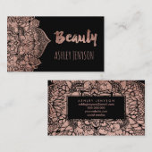 Carte De Visite Typographie florale de beauté de mandala de boho (Devant / Derrière)