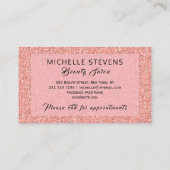 Carte De Visite Typographie florale parties scintillant rose noir  (Dos)