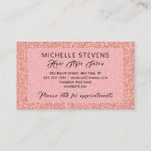 Carte De Visite Typographie florale parties scintillant rose noir  (Dos)