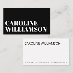 Carte De Visite Typographie Gras Minimaliste Contemporaine Noir Bl