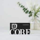Carte De Visite Typographie Gras Moderne Code QR Noir Blanc et Rou (Debout devant)