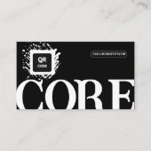 Carte De Visite Typographie Gras Moderne Code QR Noir Blanc et Rou (Devant)