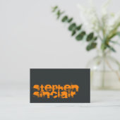 Carte De Visite Typographie Grunge Noir et Orange (Debout devant)