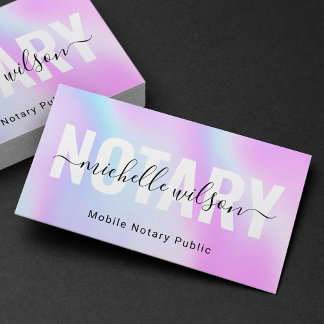 Carte De Visite Typographie holographique Notaire Public Purple