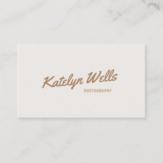 Carte De Visite Typographie manuscrite de script off White Gold (Devant)