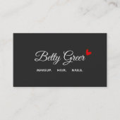 Carte De Visite Typographie manuscrite du Coeur rouge noir (Devant)