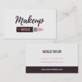 Carte de visite typographie maquillage moderne rou (Devant / Derrière)