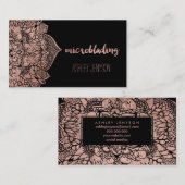 Carte De Visite Typographie microblading de mandala floral rose (Devant / Derrière)