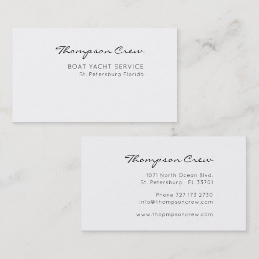 Carte De Visite Typographie minimale Nom de l'équipage manuscrit. (Devant / Derrière)