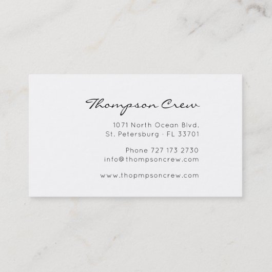 Carte De Visite Typographie minimale Nom de l'équipage manuscrit. (Dos)