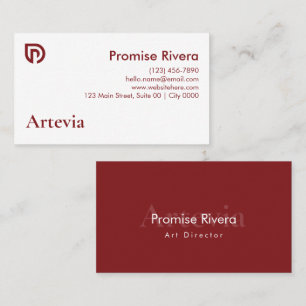 Carte De Visite Typographie Minimaliste Créative Rouge Blanc Éléga