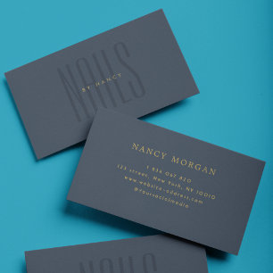 Carte De Visite Typographie minimaliste des ongles bleu marine