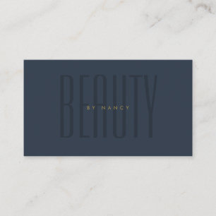 Carte De Visite Typographie minimaliste Marine Blue Beauty Salon