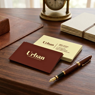 Carte De Visite Typographie Minimaliste Moderne Marron Crème