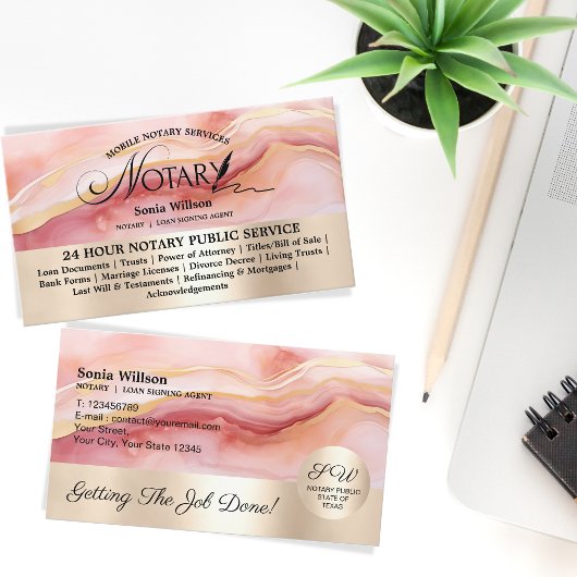 Carte De Visite Typographie Mobile Prêt Notaire Agent Signature Ci