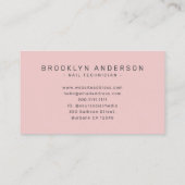 Carte De Visite Typographie moderne Artiste à ongles (Dos)