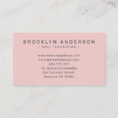 Carte De Visite Typographie moderne Artiste à ongles (Dos)