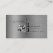 Carte De Visite Typographie moderne Black Metallic Code QR (Dos)