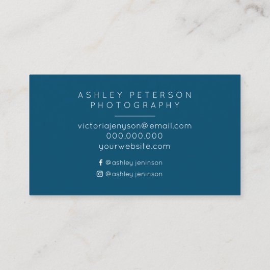 Carte De Visite Typographie moderne de bleu d'océan de (Dos)