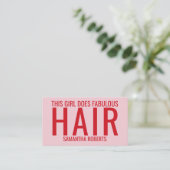 Carte De Visite Typographie moderne de coiffeur rose (Debout devant)