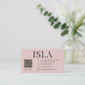 Carte De Visite Typographie Moderne de Coiffeur Rose Pâle (Debout devant)