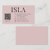 Carte De Visite Typographie Moderne de Coiffeur Rose Pâle (Devant / Derrière)