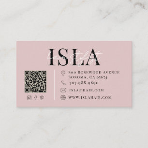 Carte De Visite Typographie Moderne de Coiffeur Rose Pâle