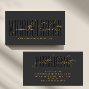 Carte De Visite Typographie moderne de microblading gris noir