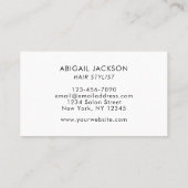 Carte De Visite Typographie moderne élégante Cheveux par nom Blanc (Dos)