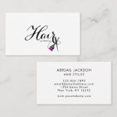 Carte De Visite Typographie moderne élégante Cheveux par nom Blanc (Devant / Derrière)