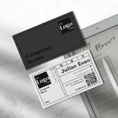Carte De Visite Typographie moderne en gras Code QR noir et blanc