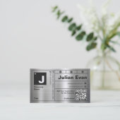 Carte De Visite Typographie moderne Gras Monogramme Métal brillant (Debout devant)