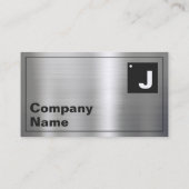 Carte De Visite Typographie moderne Gras Monogramme Métal brillant (Dos)