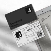 Carte De Visite Typographie moderne Gras Monogramme QR Code