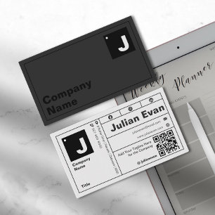 Carte De Visite Typographie moderne Gras Monogramme QR Code