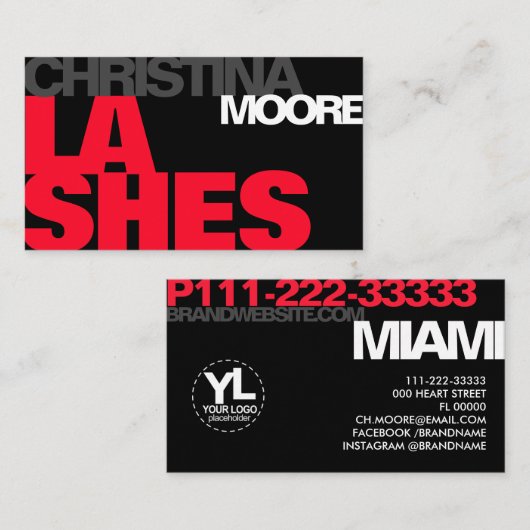 Carte De Visite Typographie moderne Gras Script Logo Modèle Cool (Devant / Derrière)