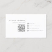 Carte De Visite Typographie moderne Monogram Silver Grey Code QR (Dos)