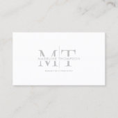 Carte De Visite Typographie moderne Monogram Silver Grey Code QR (Devant)